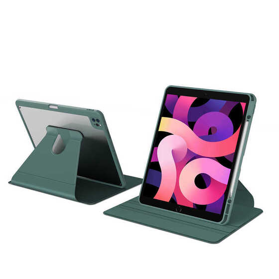 Apple iPad Pro 11 2021 (3.Nesil) Kılıf Kalem Bölmeli Dönebilen Standlı Silikon