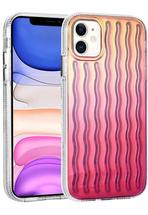 Apple iPhone 11 Kılıf Kabartmalı Dalga Desenli Renkli Silikon
