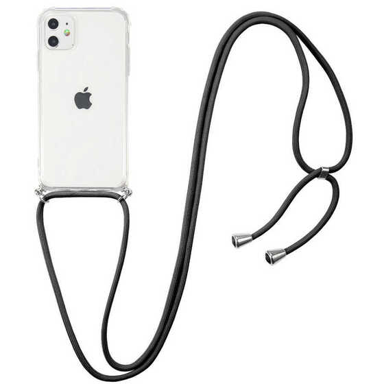 Apple iPhone 11 Kılıf Kamera Çıkıntılı Airbag Tasarım Askılı Şeffaf Silikon