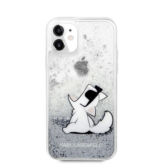 Apple iPhone 11 Kılıf Karl Lagerfeld Sıvılı Simli Choupette Fun Dizayn Kapak