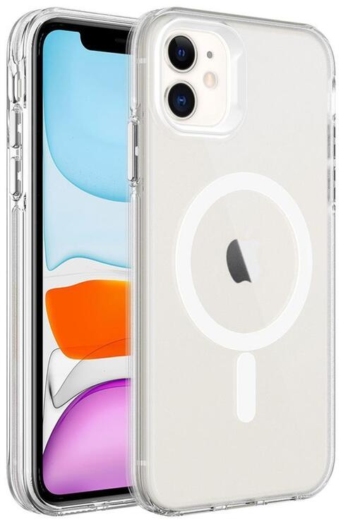 Apple iPhone 11 Kılıf Magsafe Şarj Özellikli Buzlu Transparan C-Pro Sert Kapak