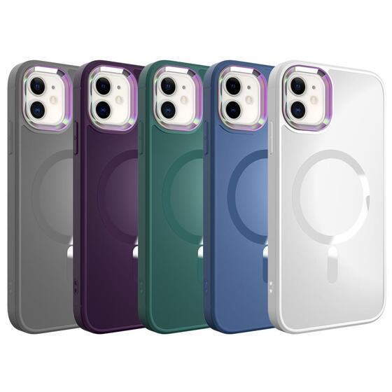 Apple iPhone 11 Kılıf Magsafe Wireless Şarj Özellikli Renkli Kamera Çıkıntılı Mat Kapak
