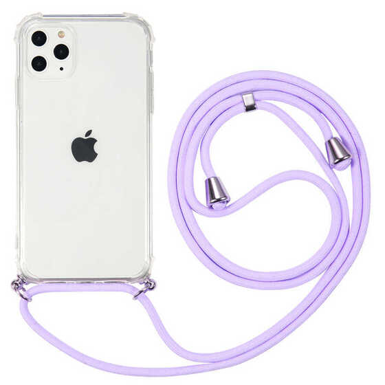 Apple iPhone 11 Pro Kılıf Kamera Çıkıntılı Airbag Tasarım Askılı Şeffaf Silikon