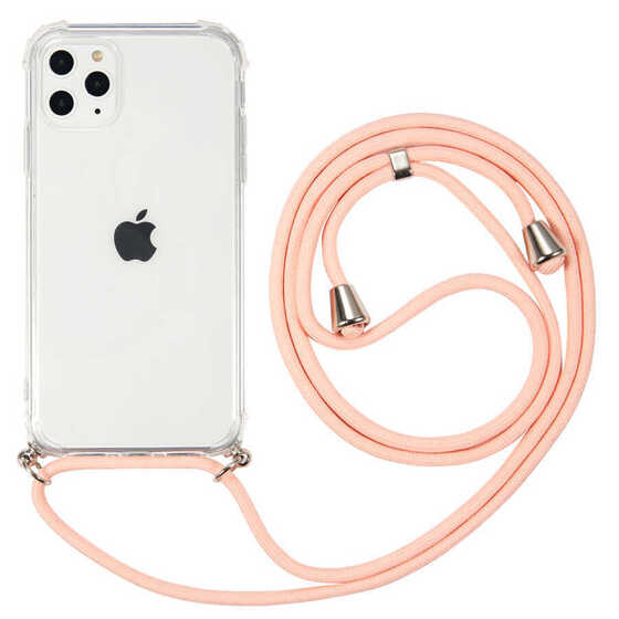 Apple iPhone 11 Pro Max Kılıf Kamera Çıkıntılı Airbag Tasarım Askılı Şeffaf Silikon