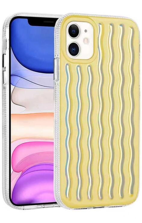 Apple iPhone 12 Kılıf Kabartmalı Dalga Desenli Renkli Silikon
