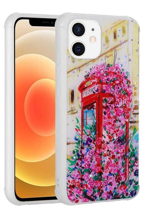 Apple iPhone 12 Kılıf Kamera Korumalı Simli Renkli Tasarım Silikon