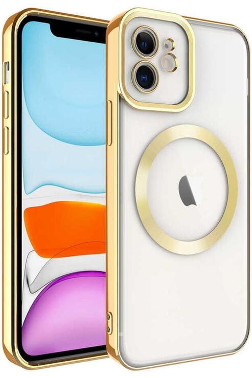 Apple iPhone 12 Kılıf Köşeleri Renkli Şeffaf Kamera Korumalı Magsafe Lüx Kılıf