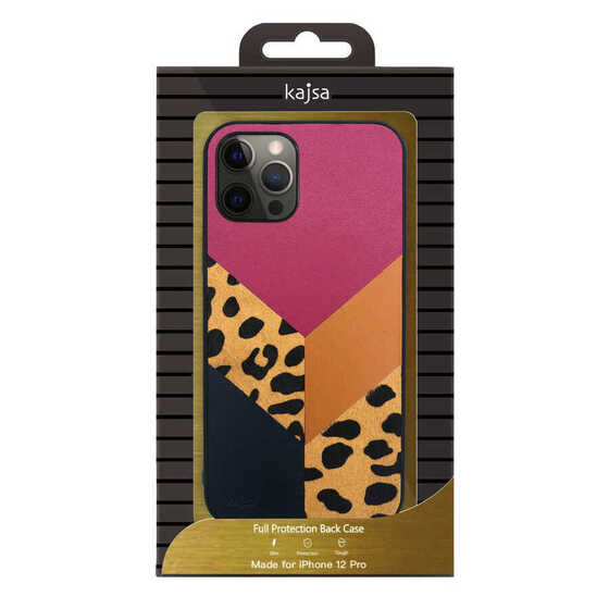 Apple iPhone 12 Pro Kılıf Kajsa Glamorous Serisi Leopard Combo Kapak