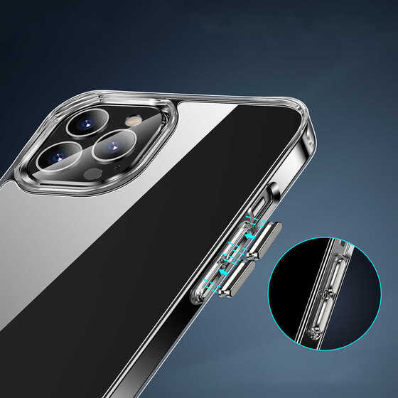 Apple iPhone 12 Pro Kılıf L Stand Şeffaf Kenarları Anti Şok Lüx Silikon