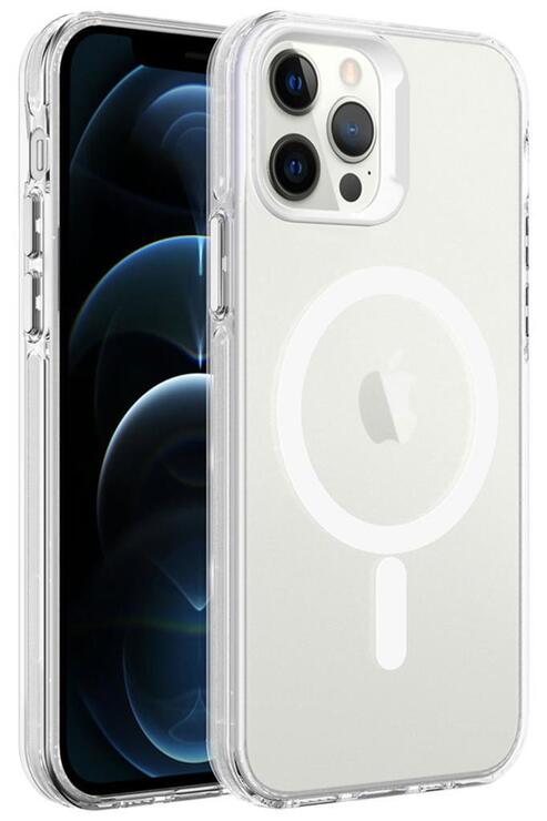 Apple iPhone 12 Pro Kılıf Magsafe Şarj Özellikli Buzlu Transparan C-Pro Sert Kapak