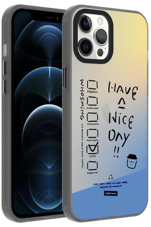 Apple iPhone 12 Pro Max Kılıf Desenli Kamera Çerçeveli Sert Dragon Kapak