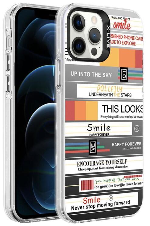 Apple iPhone 12 Pro Max Kılıf Desenli Silver Lüx Sert Kapak
