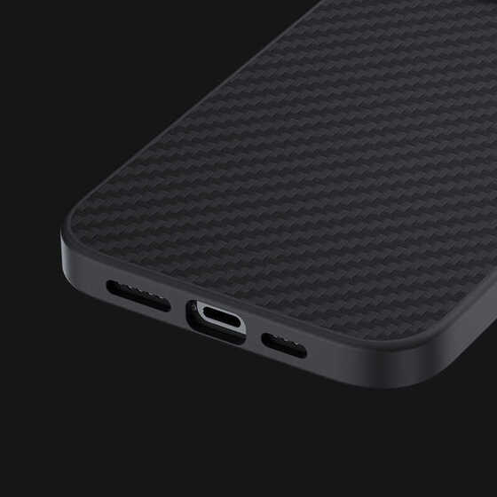 Apple iPhone 12 Pro Max Kılıf Magsafe Özellikli Karbon Fiber Benks Hybrid Kevlar Kapak