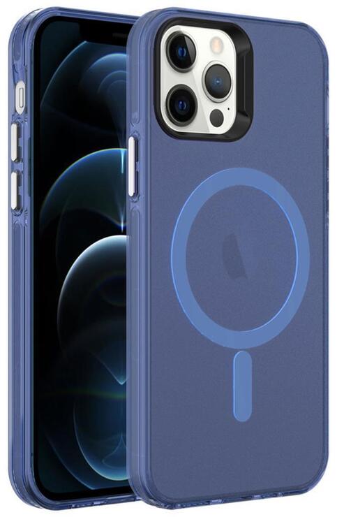 Apple iPhone 12 Pro Max Kılıf Magsafe Şarj Özellikli Buzlu Transparan C-Pro Sert Kapak