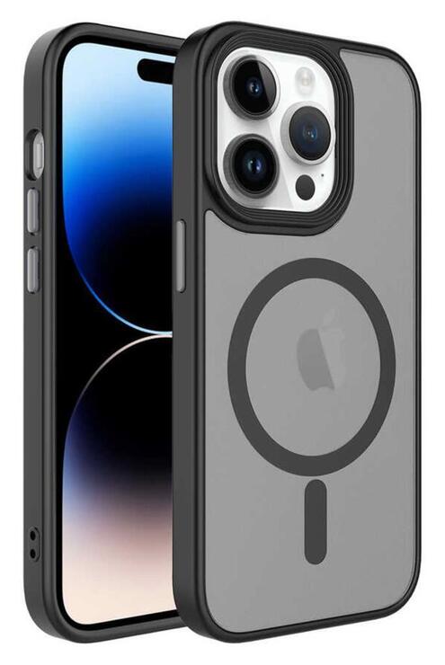 Apple iPhone 12 Pro Max Kılıf Mat Arka Yüzey Wireless Şarj Özellikli Flet Magsafe Kapak
