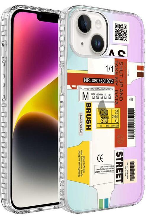 Apple iPhone 13 Kılıf Airbag Kenarlı Renkli Desenli Elegans Silikon