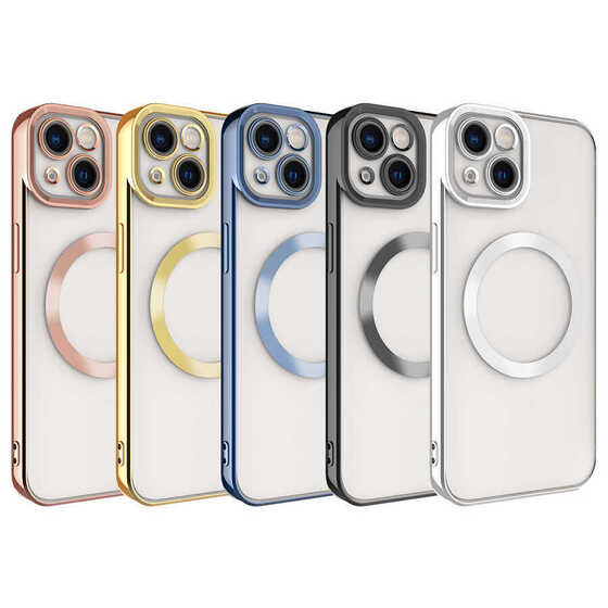 Apple iPhone 13 Kılıf Köşeleri Renkli Şeffaf Kamera Korumalı Magsafe Lüx Kılıf
