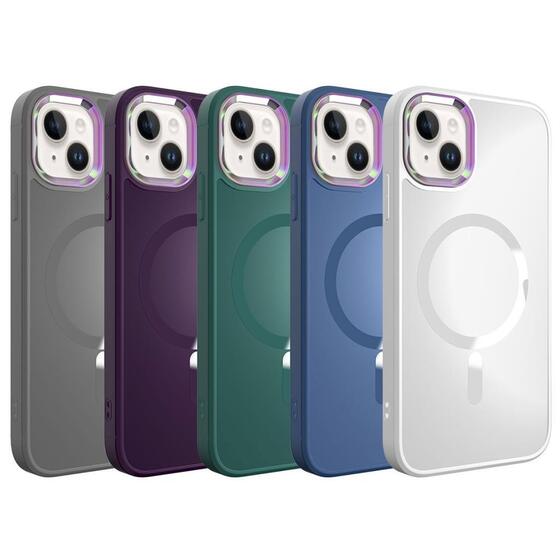 Apple iPhone 13 Kılıf Magsafe Wireless Şarj Özellikli Renkli Kamera Çıkıntılı Mat Kapak