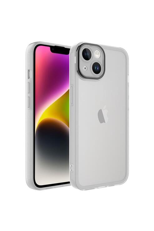 Apple iPhone 13 Kılıf Metal Kamera Korumalı Transparan Renkli Kapak