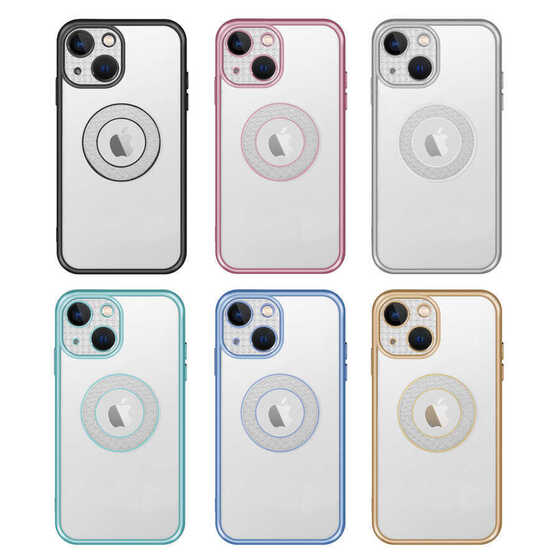 Apple iPhone 13 Kılıf Parlak Pastel Renkli Logo Etrafı Işlemeli Kamera Korumalı Moda Lux Silikon