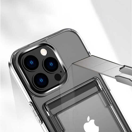 Apple iPhone 13 Pro Kılıf Kartlıklı Tasarım Lüx Sert Şeffaf Silikon