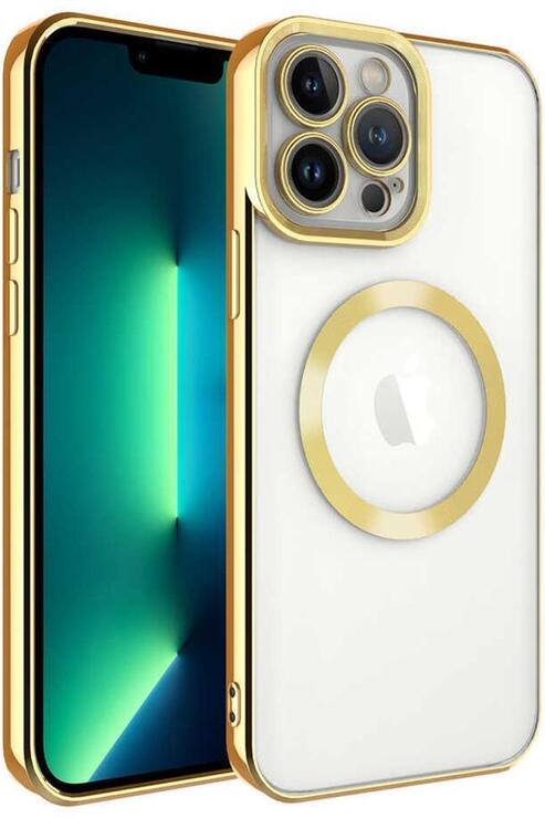Apple iPhone 13 Pro Kılıf Köşeleri Renkli Şeffaf Kamera Korumalı Magsafe Lüx Kılıf