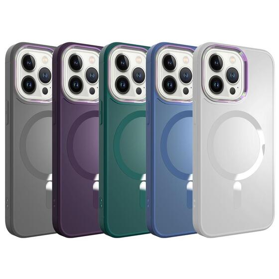 Apple iPhone 13 Pro Kılıf Magsafe Wireless Şarj Özellikli Renkli Kamera Çıkıntılı Mat Kapak