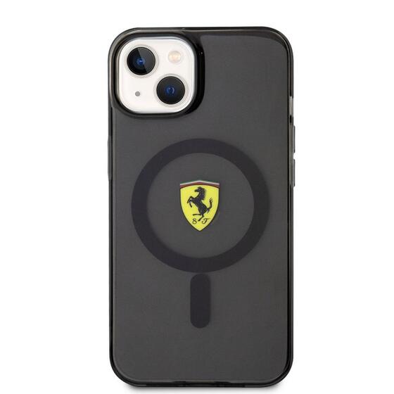 Apple iPhone 14 Kılıf Ferrari Magsafe Şarj Özellikli Yarı Transparan Dizayn Kapak