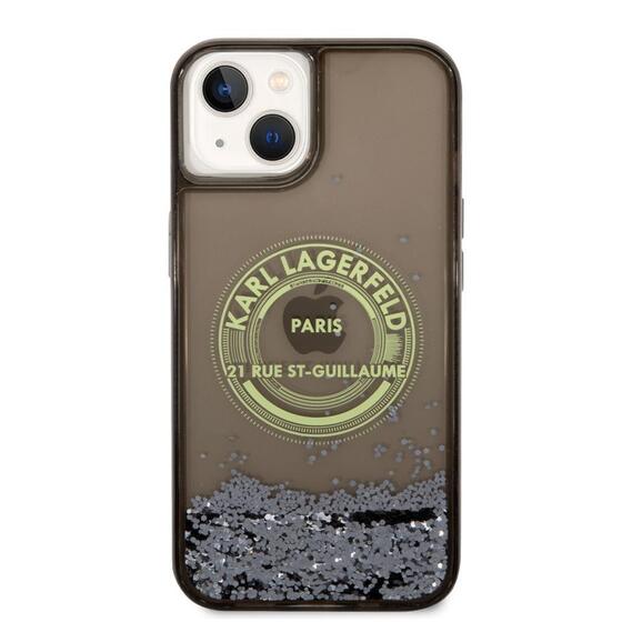Apple iPhone 14 Kılıf Karl Lagerfeld Sıvılı Simli RSG Dizayn Kapak