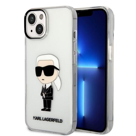 Apple iPhone 14 Kılıf Karl Lagerfeld Transparan İkonik Karl Dizayn Kapak