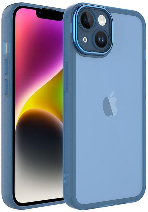 Apple iPhone 14 Kılıf Metal Kamera Korumalı Transparan Renkli Kapak