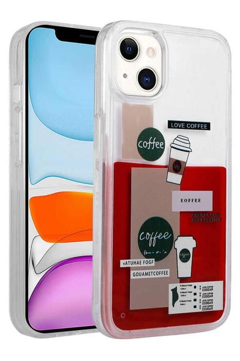 Apple iPhone 14 Plus Kılıf Desenli Sıvılı Drink Silikon Kapak