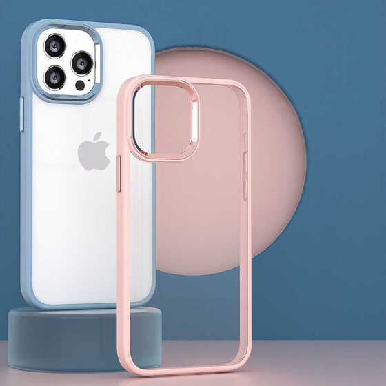 Apple iPhone 14 Plus Kılıf Ekran ve Kamera Çıkıntılı Kenarları Renkli Şeffaf Kapak