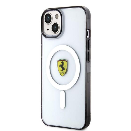 Apple iPhone 14 Plus Kılıf Ferrari Magsafe Şarj Özellikli Transparan Dizayn Kapak