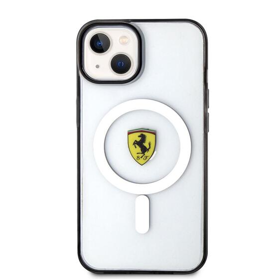 Apple iPhone 14 Plus Kılıf Ferrari Magsafe Şarj Özellikli Transparan Dizayn Kapak