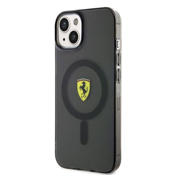 Apple iPhone 14 Plus Kılıf Ferrari Magsafe Şarj Özellikli Yarı Transparan Dizayn Kapak