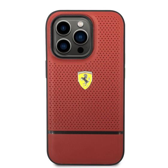 Apple iPhone 14 Pro Kılıf Ferrari Deri Delikli Ve Çizgili Dizayn Kapak