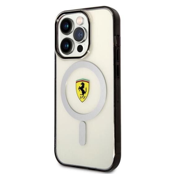 Apple iPhone 14 Pro Kılıf Ferrari Magsafe Şarj Özellikli Transparan Dizayn Kapak
