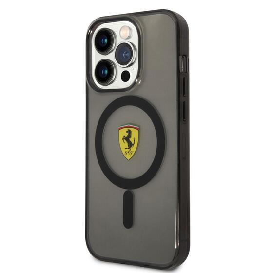 Apple iPhone 14 Pro Kılıf Ferrari Magsafe Şarj Özellikli Yarı Transparan Dizayn Kapak