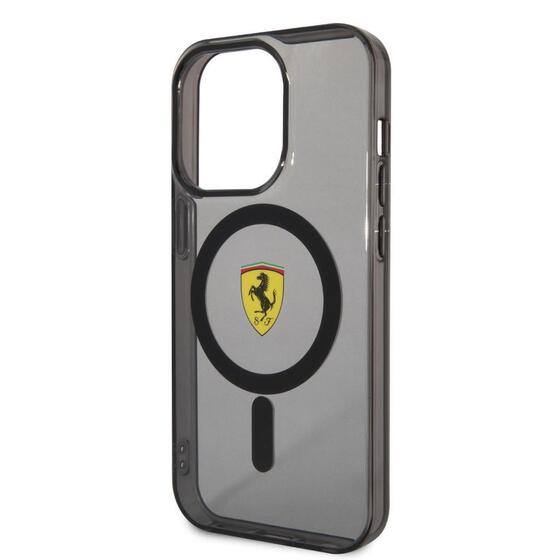 Apple iPhone 14 Pro Kılıf Ferrari Magsafe Şarj Özellikli Yarı Transparan Dizayn Kapak