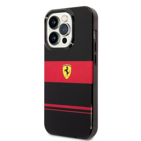 Apple iPhone 14 Pro Kılıf Ferrari Magsafe Şarj Özellikli Yatay Çizgili Dizayn Kapak
