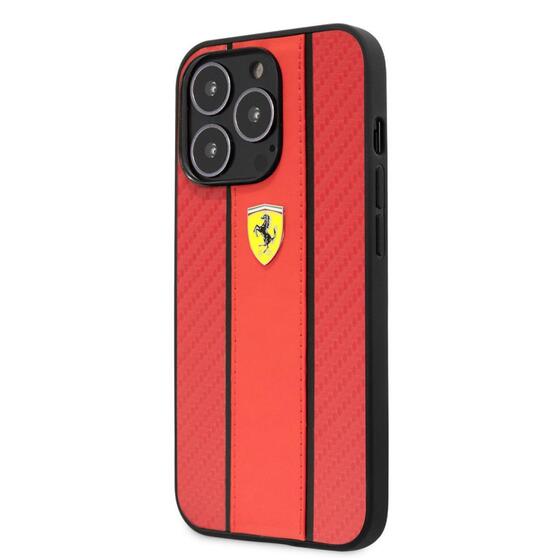 Apple iPhone 14 Pro Kılıf Ferrari PU Deri Ve Karbon Dizayn Kapak