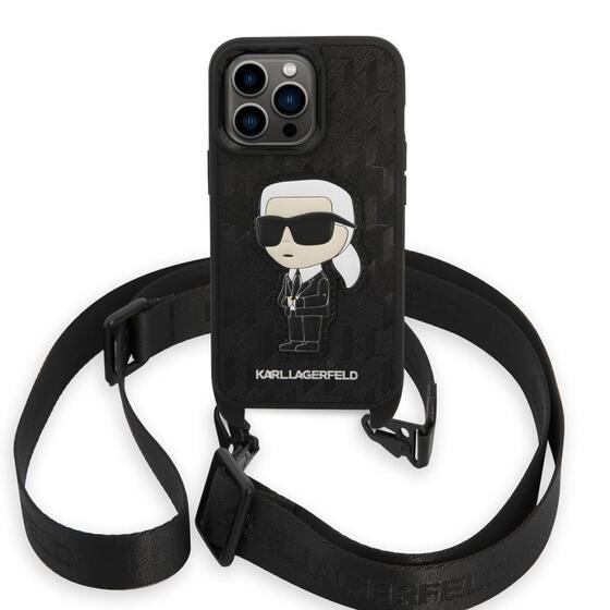 Apple iPhone 14 Pro Kılıf Karl Lagerfeld Boyun Askılı Karl Dizayn Kapak