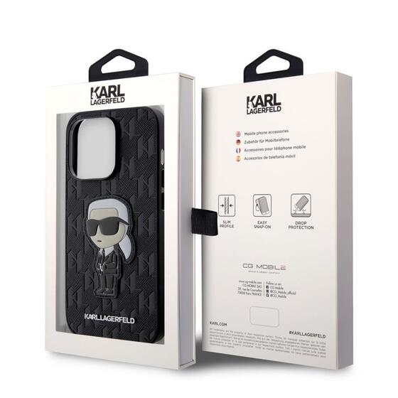 Apple iPhone 14 Pro Kılıf Karl Lagerfeld Saffiano Deri Karl Dizayn Kapak
