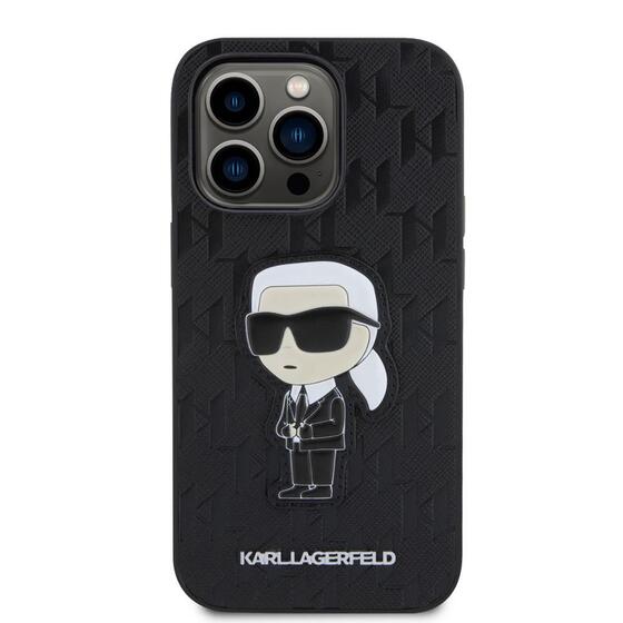 Apple iPhone 14 Pro Kılıf Karl Lagerfeld Saffiano Deri Karl Dizayn Kapak