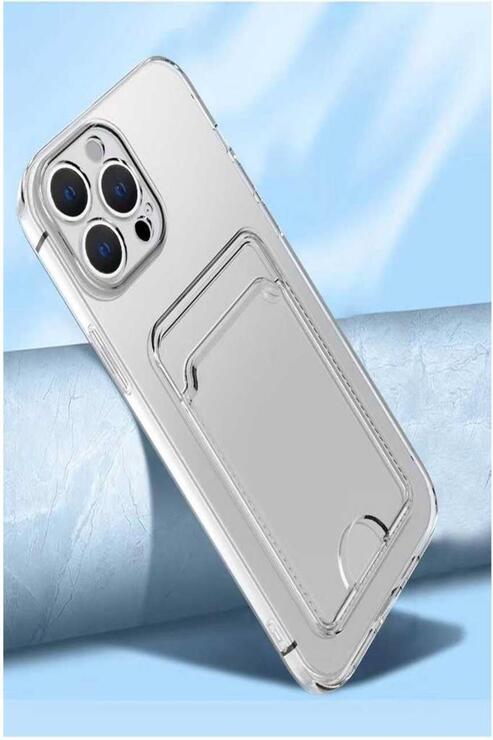 Apple iPhone 14 Pro Kılıf Şeffaf Kartlıklı Kamera Korumalı Silikon