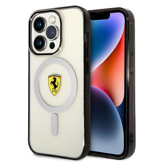 Apple iPhone 14 Pro Max Kılıf Ferrari Magsafe Şarj Özellikli Transparan Dizayn Kapak