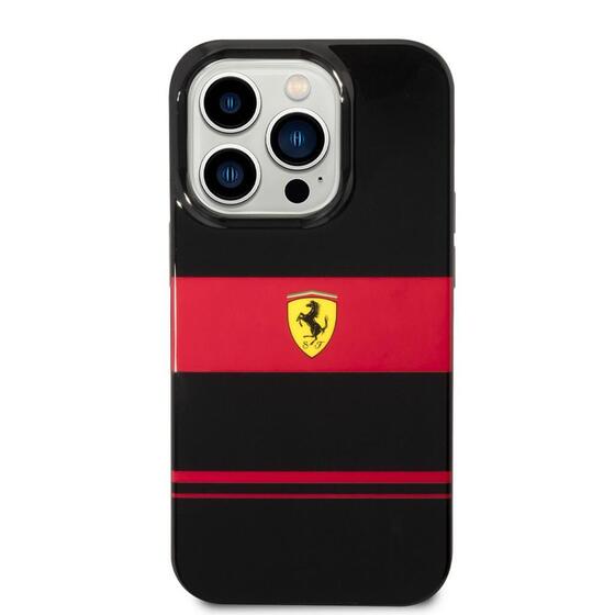 Apple iPhone 14 Pro Max Kılıf Ferrari Magsafe Şarj Özellikli Yatay Çizgili Dizayn Kapak