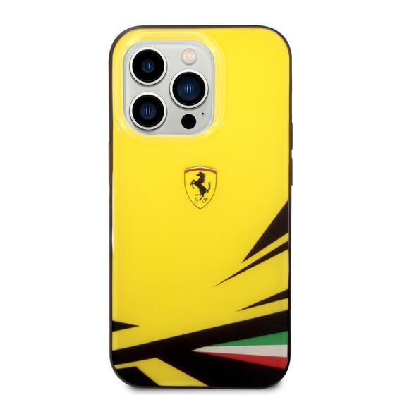 Apple iPhone 14 Pro Max Kılıf Ferrari Sarı İtalyan Bayrak Baskılı Dizayn Kapak