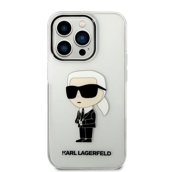 Apple iPhone 14 Pro Max Kılıf Karl Lagerfeld Transparan İkonik Karl Dizayn Kapak